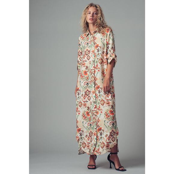 Urban Daizy - Boho Floral Button-Down Midi Dress - Picture 9 of 11
